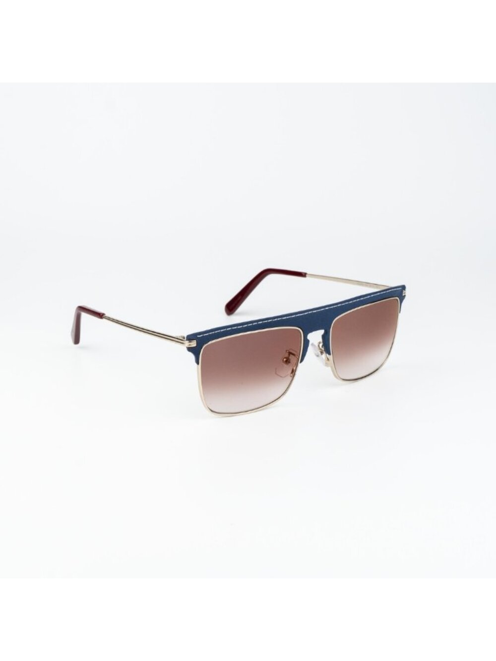 Loewe Women Sunglasses Gold Blue Leather Brown Grad Square LW40006U 33G NEW